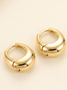 Classic Gold Huggie Hoop Earrings - Polished Gold Stainless Steel